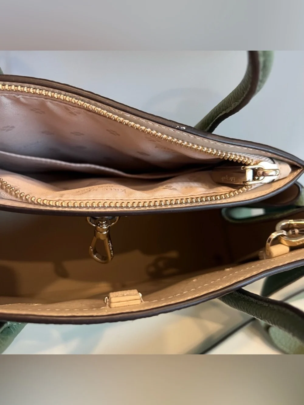 kate spade Knott Small Satchel Sage Green Pebbled Leather Crossbody - Picture 9 of 13